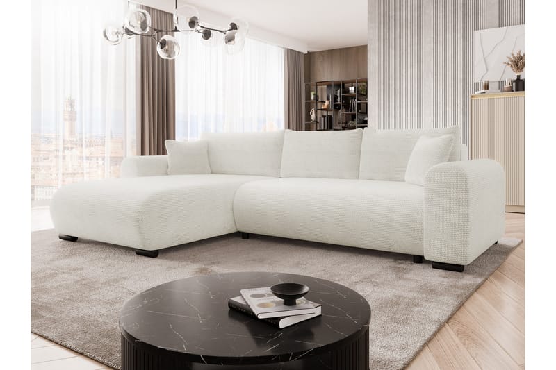 Handda Bäddsoffa med Divan 3-sits i Chenille - Vit - Möbler - Vardagsrum - Bäddsoffor