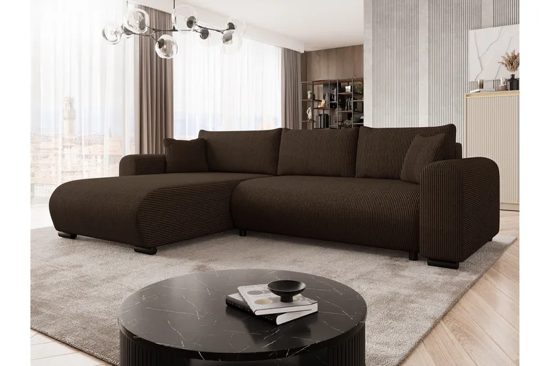 Handda Bäddsoffa med Divan 3-sits i Manchester - Brun - Möbler - Vardagsrum - Bäddsoffor