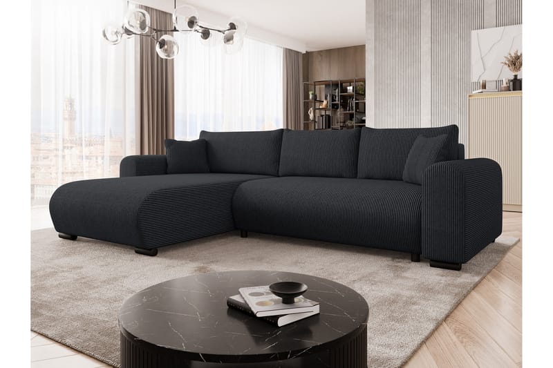 Handda Bäddsoffa med Divan 3-sits i Manchester - Svart - Möbler - Vardagsrum - Bäddsoffor