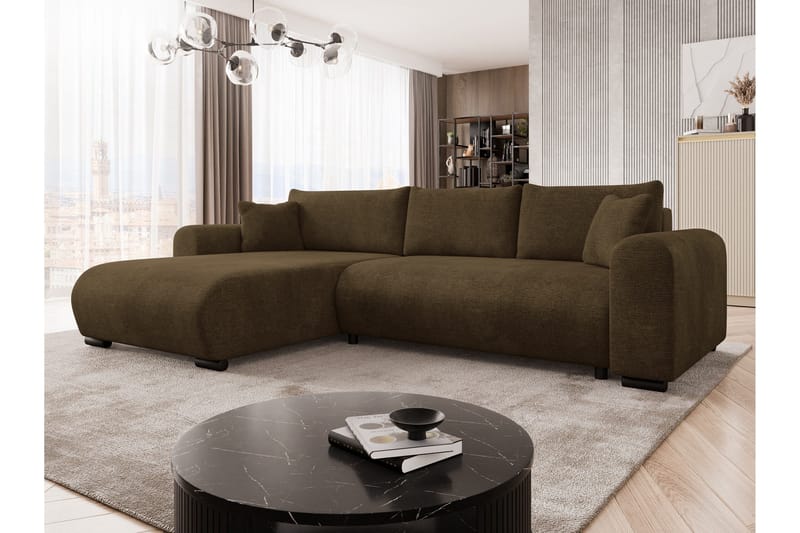 Handda Bäddsoffa med Divan 3-sits i Sammet - Brun - Möbler - Vardagsrum - Bäddsoffor