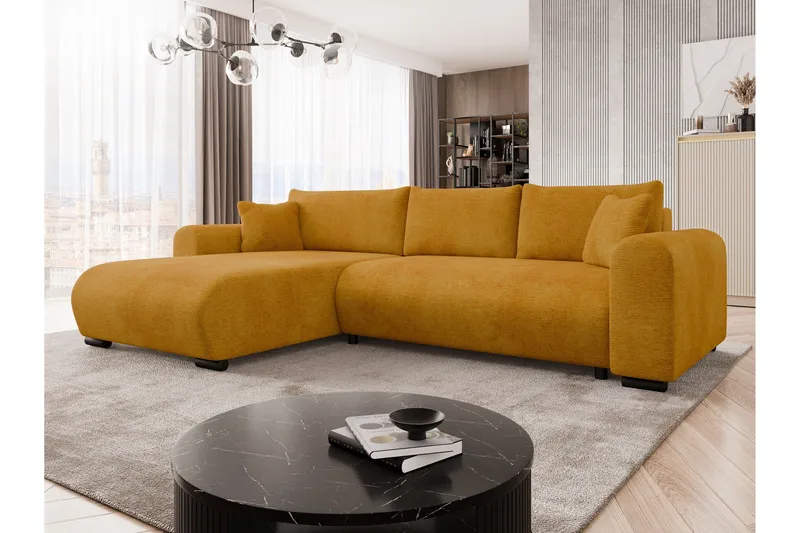 Handda Bäddsoffa med Divan 3-sits i Sammet - Gul - Möbler - Vardagsrum - Bäddsoffor