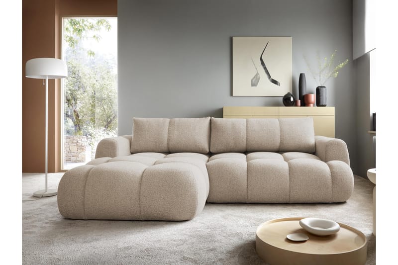 Handu Bäddsoffa med Divan 3-sits i Bouclé - Beige - Möbler - Vardagsrum - Bäddsoffor