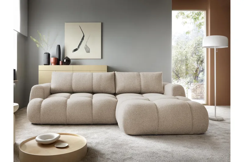 Handu Bäddsoffa med Divan 3-sits i Bouclé - Beige - Möbler - Vardagsrum - Bäddsoffor
