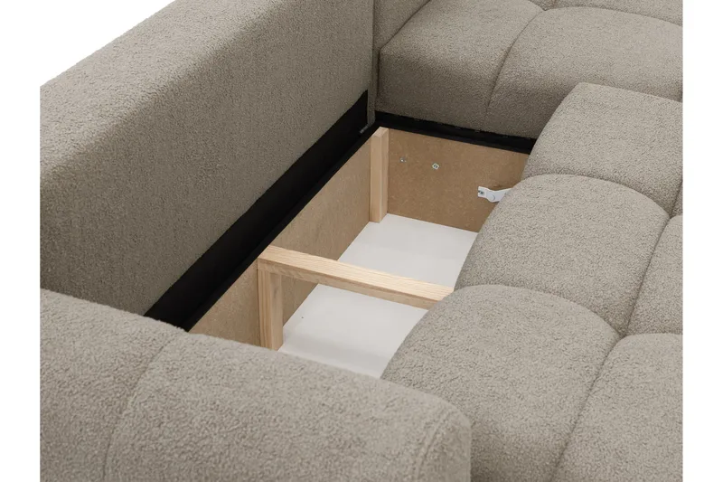 Handu Bäddsoffa med Divan 3-sits i Bouclé - Brun - Möbler - Vardagsrum - Bäddsoffor