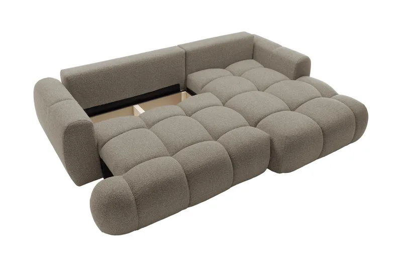 Handu Bäddsoffa med Divan 3-sits i Bouclé - Brun - Möbler - Vardagsrum - Bäddsoffor