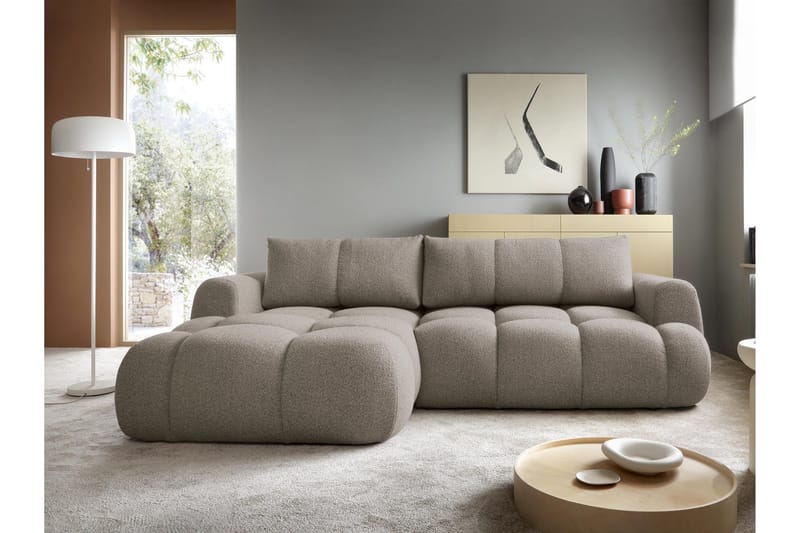 Handu Bäddsoffa med Divan 3-sits i Bouclé - Brun - Möbler - Vardagsrum - Bäddsoffor