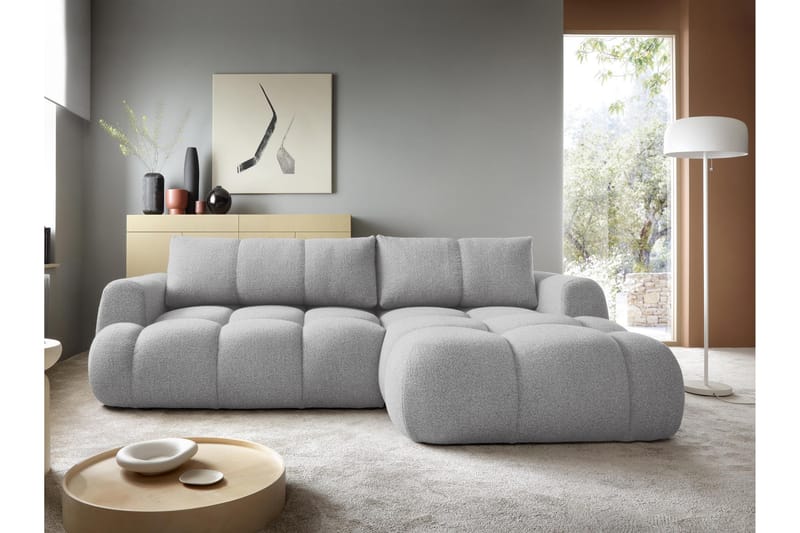 Handu Bäddsoffa med Divan 3-sits i Bouclé - Grå - Möbler - Vardagsrum - Bäddsoffor