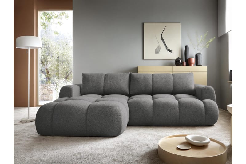 Handu Bäddsoffa med Divan 3-sits i Bouclé - Mörkgrå - Möbler - Vardagsrum - Bäddsoffor