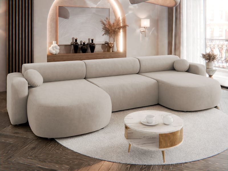 Hanish Bäddsoffa Dubbeldivan 5-sits - Beige - Möbler - Vardagsrum - Bäddsoffor - U bäddsoffa