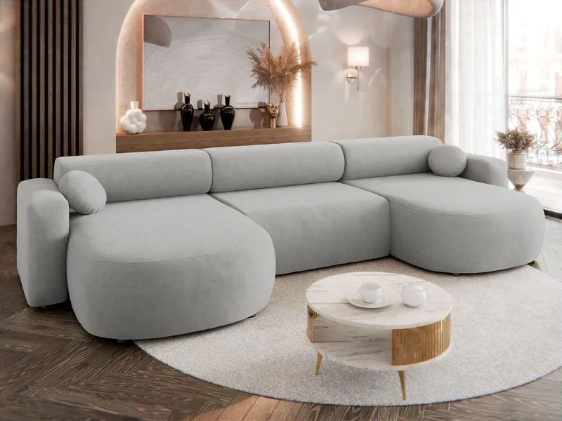 Hanish Bäddsoffa Dubbeldivan 5-sits - Grå - Möbler - Vardagsrum - Bäddsoffor - U bäddsoffa