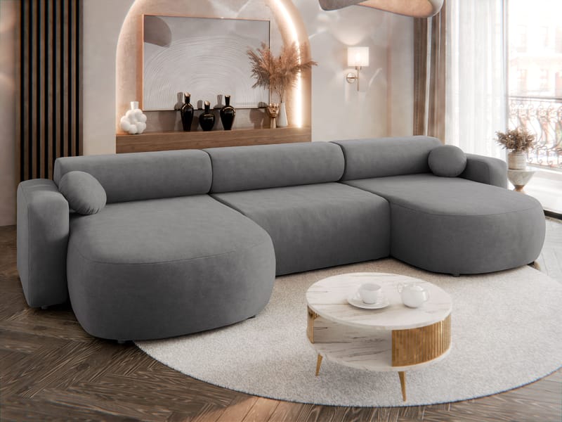 Hanish Bäddsoffa Dubbeldivan 5-sits - Grå - Möbler - Vardagsrum - Bäddsoffor - U bäddsoffa