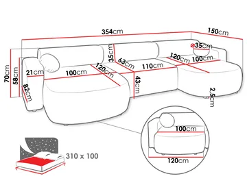 Hanish Bäddsoffa Dubbeldivan 5-sits - Vit - Möbler - Vardagsrum - Bäddsoffor - U bäddsoffa