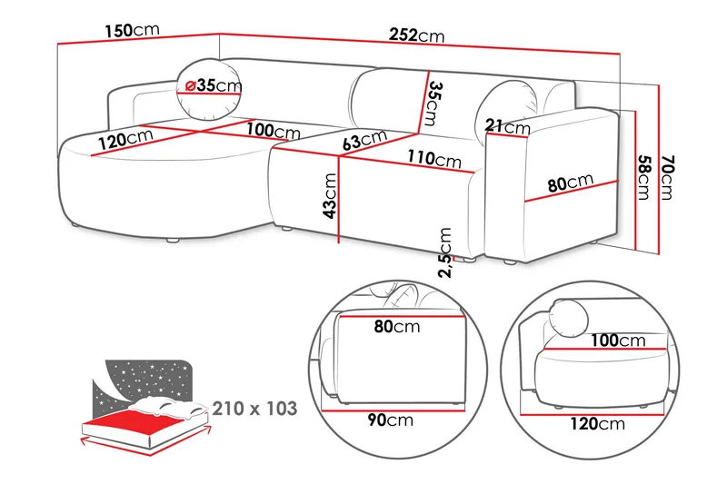Hanish Bäddsoffa med Divan 3-sits i Plysch - Beige - Möbler - Vardagsrum - Bäddsoffor