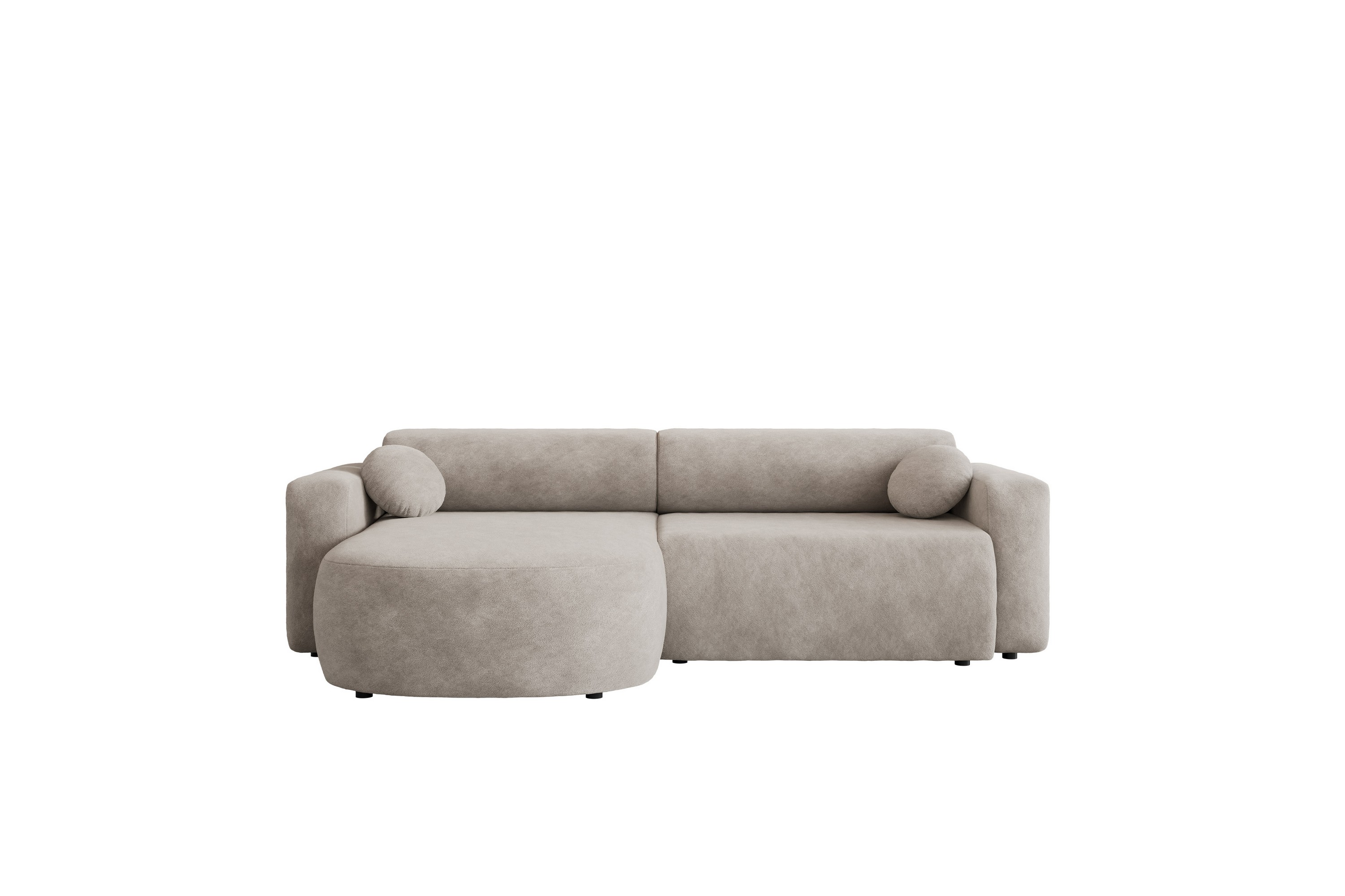 hanish bäddsoffa med divan 3-sits i plysch - beige