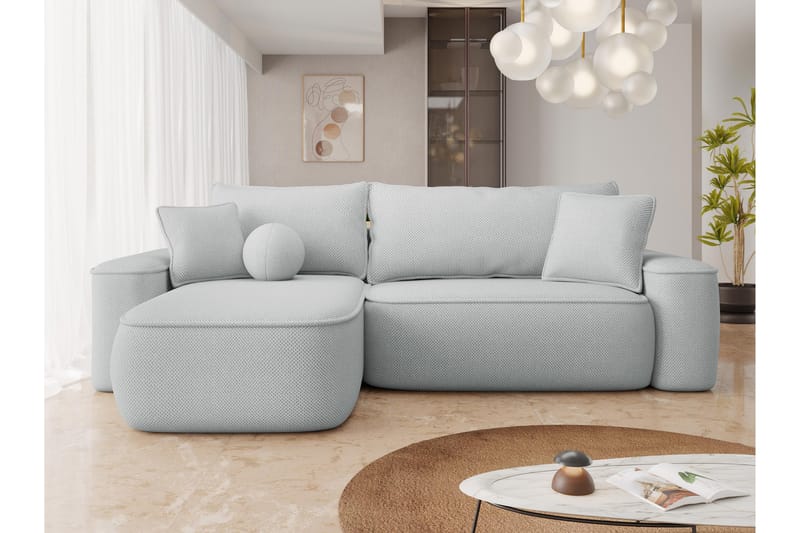 Harak Bäddsoffa med Divan 3-sits i Plysch - Grå - Möbler - Vardagsrum - Bäddsoffor