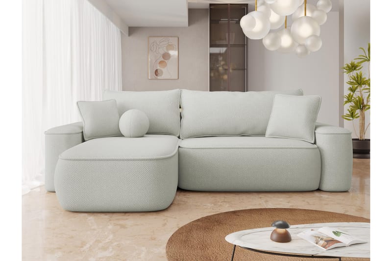 Harak Bäddsoffa med Divan 3-sits i Plysch - Grå - Möbler - Vardagsrum - Bäddsoffor