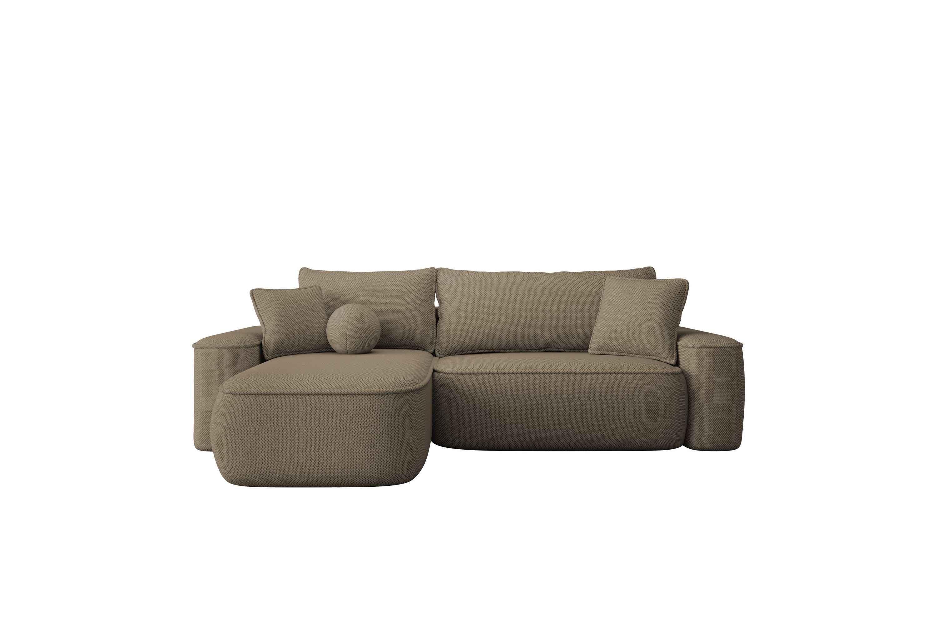 harak bäddsoffa med divan 3-sits i plysch - brun