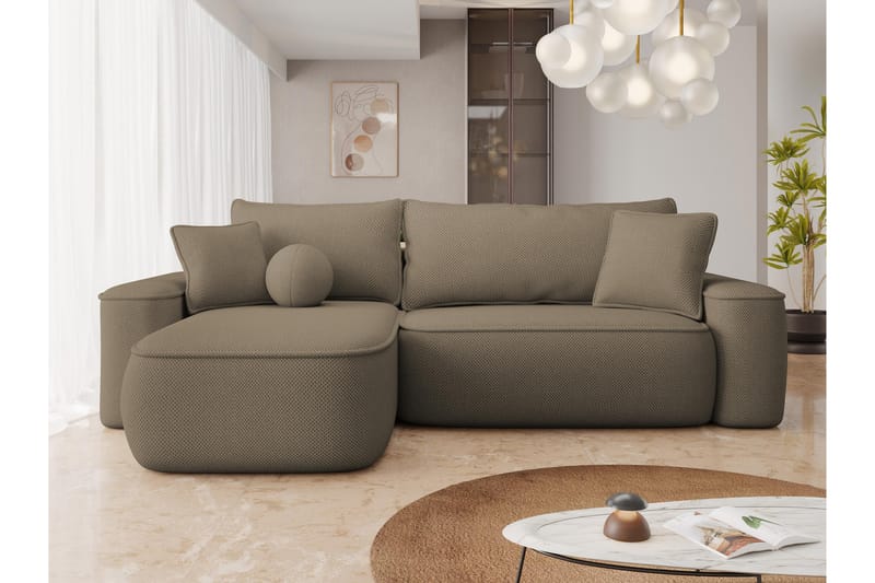 Harak Bäddsoffa med Divan 3-sits i Plysch - Brun - Möbler - Vardagsrum - Bäddsoffor
