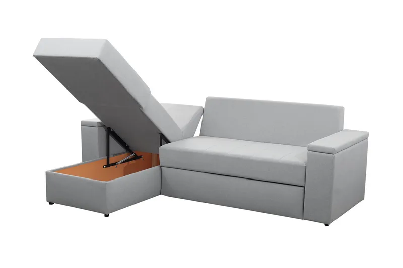 Herosa 3-sits Bäddsoffa med Divan med Förvaring - Grå - Möbler - Vardagsrum - Bäddsoffor