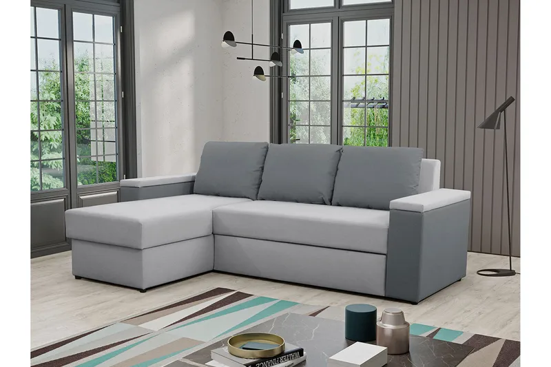 Herosa 3-sits Bäddsoffa med Divan med Förvaring - Grå - Möbler - Vardagsrum - Bäddsoffor