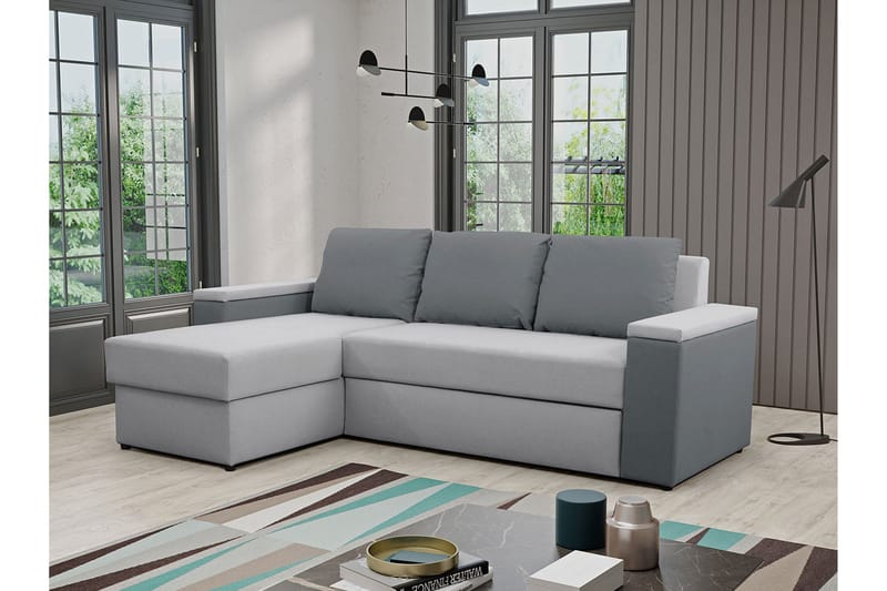 Herosa 3-sits Bäddsoffa med Divan med Förvaring - Grå - Möbler - Vardagsrum - Bäddsoffor