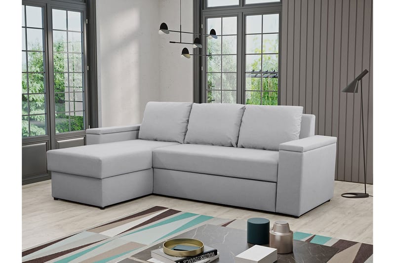 Herosa 3-sits Bäddsoffa med Divan med Förvaring - Ljusgrå - Möbler - Vardagsrum - Bäddsoffor
