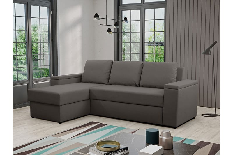 Herosa 3-sits Bäddsoffa med Divan med Förvaring - Mörkgrå - Möbler - Vardagsrum - Bäddsoffor