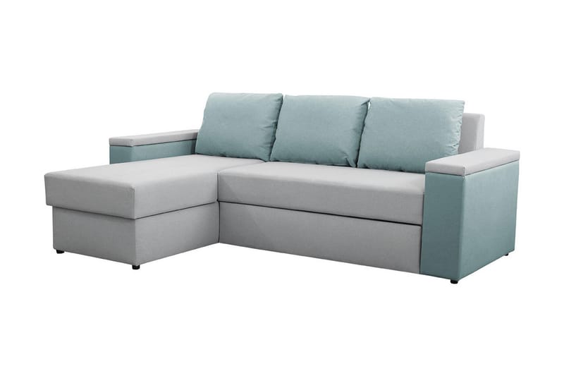 HERVAS 3-sits Bäddsoffa med Divan med Förvaring Grå/Grön - Blå/Grå - Möbler - Vardagsrum - Bäddsoffor