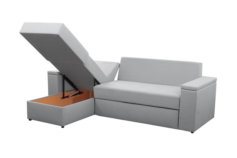 HERVAS 3-sits Bäddsoffa med Divan med Förvaring Grå/Grön - Möbler - Vardagsrum - Bäddsoffor