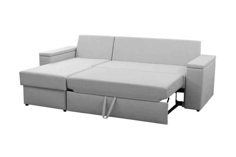 HERVAS 3-sits Bäddsoffa med Divan med Förvaring Grå/Rosa - Bäddsoffor - Bäddsoffa divan