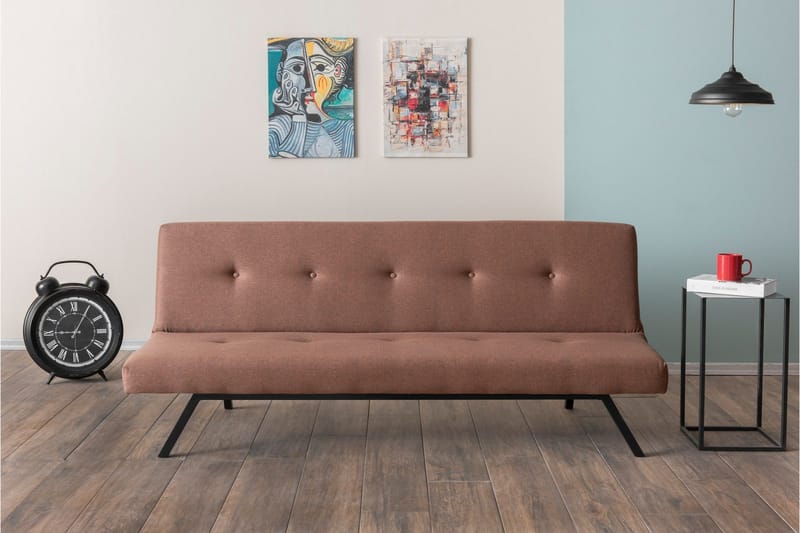Hetalia 3-sits Rektangulär Längsbäddad Fällbar Bäddsoffa 102x180 cm i Tyg, Brun