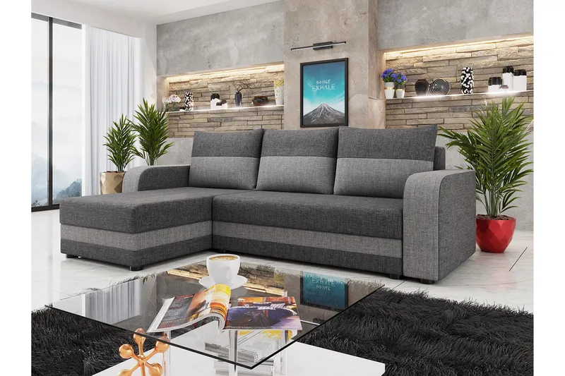 Hewlet 3-sits Divanbäddsoffa Vänster - Grå - Möbler - Vardagsrum - Bäddsoffor