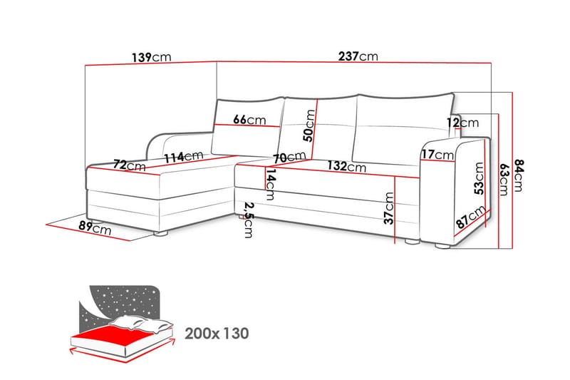 Hewlet 3-sits Divanbäddsoffa Vänster - Grå - Möbler - Vardagsrum - Bäddsoffor
