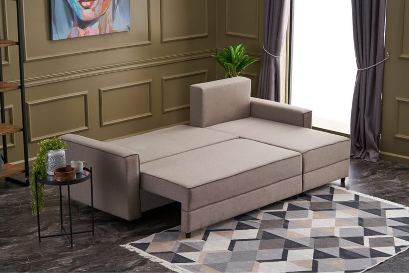 Highbank Bäddsoffa m. Divan 4-sits 200x150 - Cream - Möbler - Vardagsrum - Bäddsoffor