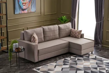 Highbank Bäddsoffa m. Divan 4-sits 200x150 - Cream - Möbler - Vardagsrum - Bäddsoffor