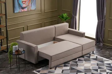 Highbank Bäddsoffa m. Divan 4-sits 200x150 - Cream - Möbler - Vardagsrum - Bäddsoffor