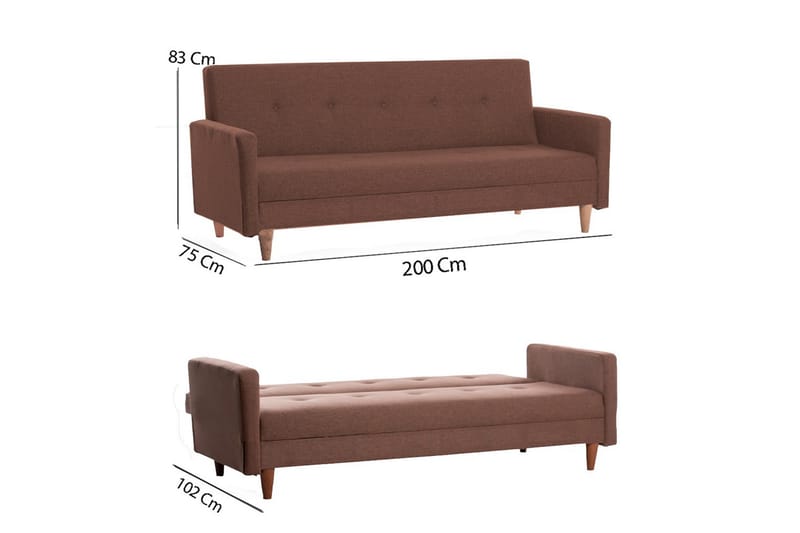 Hiko Bäddsoffa Brun - Bäddsoffor - 3-sits bäddsoffa