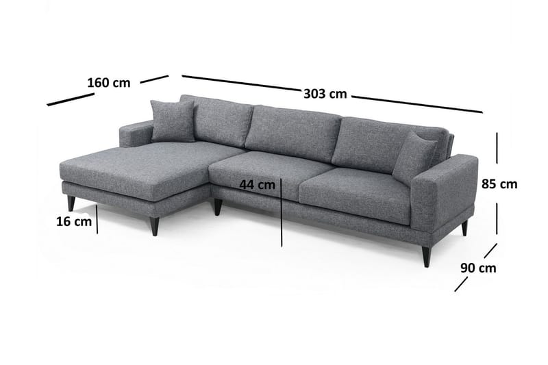 Hilari Bäddsoffa med Divan Vänster - Grå - Möbler - Vardagsrum - Bäddsoffor