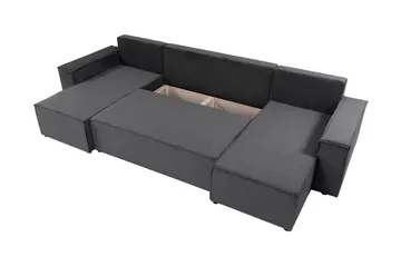 Hobson Bäddsoffa Dubbeldivan 4-sits i Plysch - Grå - Möbler - Vardagsrum - Bäddsoffor - U bäddsoffa