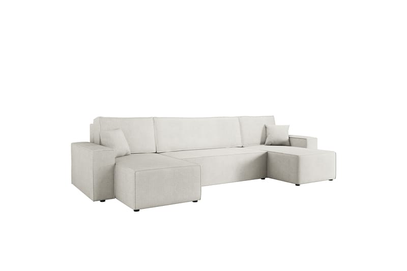 Hobson Bäddsoffa Dubbeldivan 4-sits i Plysch - Vit - Möbler - Vardagsrum - Bäddsoffor - U bäddsoffa