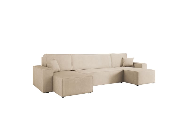 Hobson Bäddsoffa Dubbeldivan 4-sits i Plysch - Beige - Möbler - Vardagsrum - Bäddsoffor - U bäddsoffa