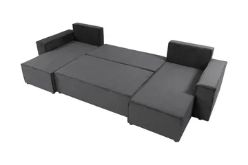 Hobson Bäddsoffa Dubbeldivan 4-sits i Plysch - Grå - Möbler - Vardagsrum - Bäddsoffor - U bäddsoffa