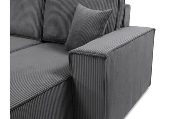 Hobson Bäddsoffa Dubbeldivan 4-sits i Plysch - Grå - Möbler - Vardagsrum - Bäddsoffor - U bäddsoffa