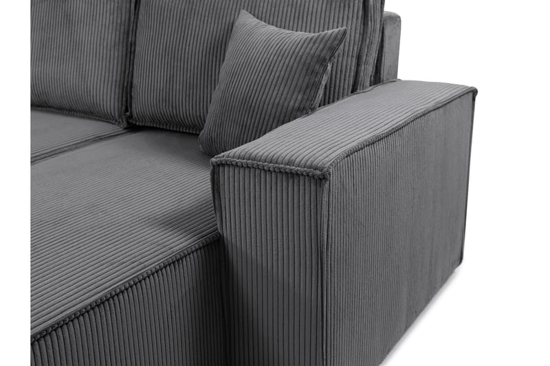 Hobson Bäddsoffa Dubbeldivan 4-sits i Plysch - Grå - Möbler - Vardagsrum - Bäddsoffor - U bäddsoffa