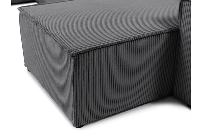 Hobson Bäddsoffa Dubbeldivan 4-sits i Plysch - Grå - Möbler - Vardagsrum - Bäddsoffor - U bäddsoffa