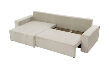 Hobson Bäddsoffa med Divan 3-sits i Plysch - Vit - Möbler - Vardagsrum - Bäddsoffor