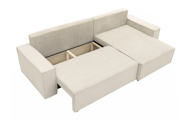 Hobson Bäddsoffa med Divan 3-sits i Plysch - Beige - Möbler - Vardagsrum - Bäddsoffor