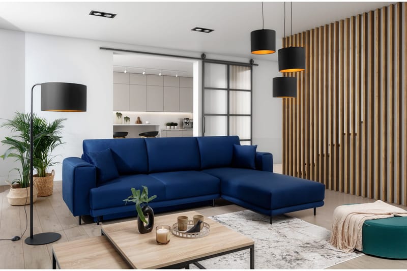 Hopland 3-sits Bäddsoffa m. Divan med Förvaring, Blå