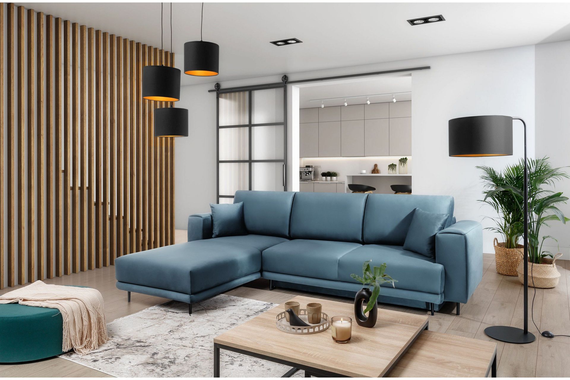 Hopland 3-sits B&auml;ddsoffa m. Divan med F&ouml;rvaring - Bl&aring;