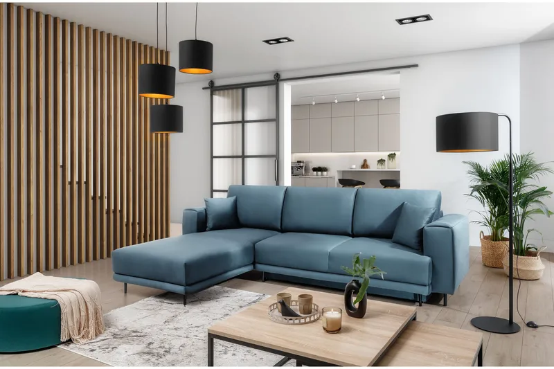 Hopland 3-sits Bäddsoffa m. Divan med Förvaring - Blå - Möbler - Vardagsrum - Bäddsoffor